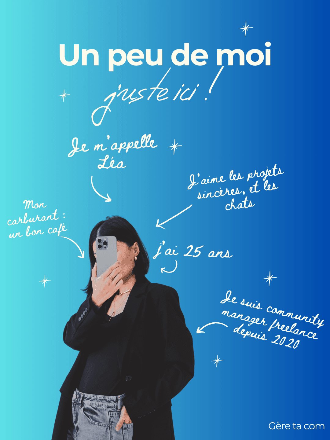 Publication de présentation « Un peu de moi » d'une community manager freelance